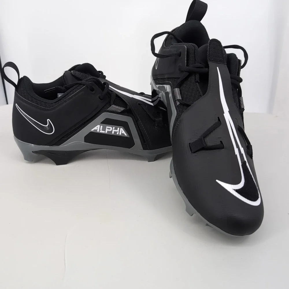 Nike Alpha Menace 4 Pro Football Cleats Black Grey White FB6834-001 Mens 15